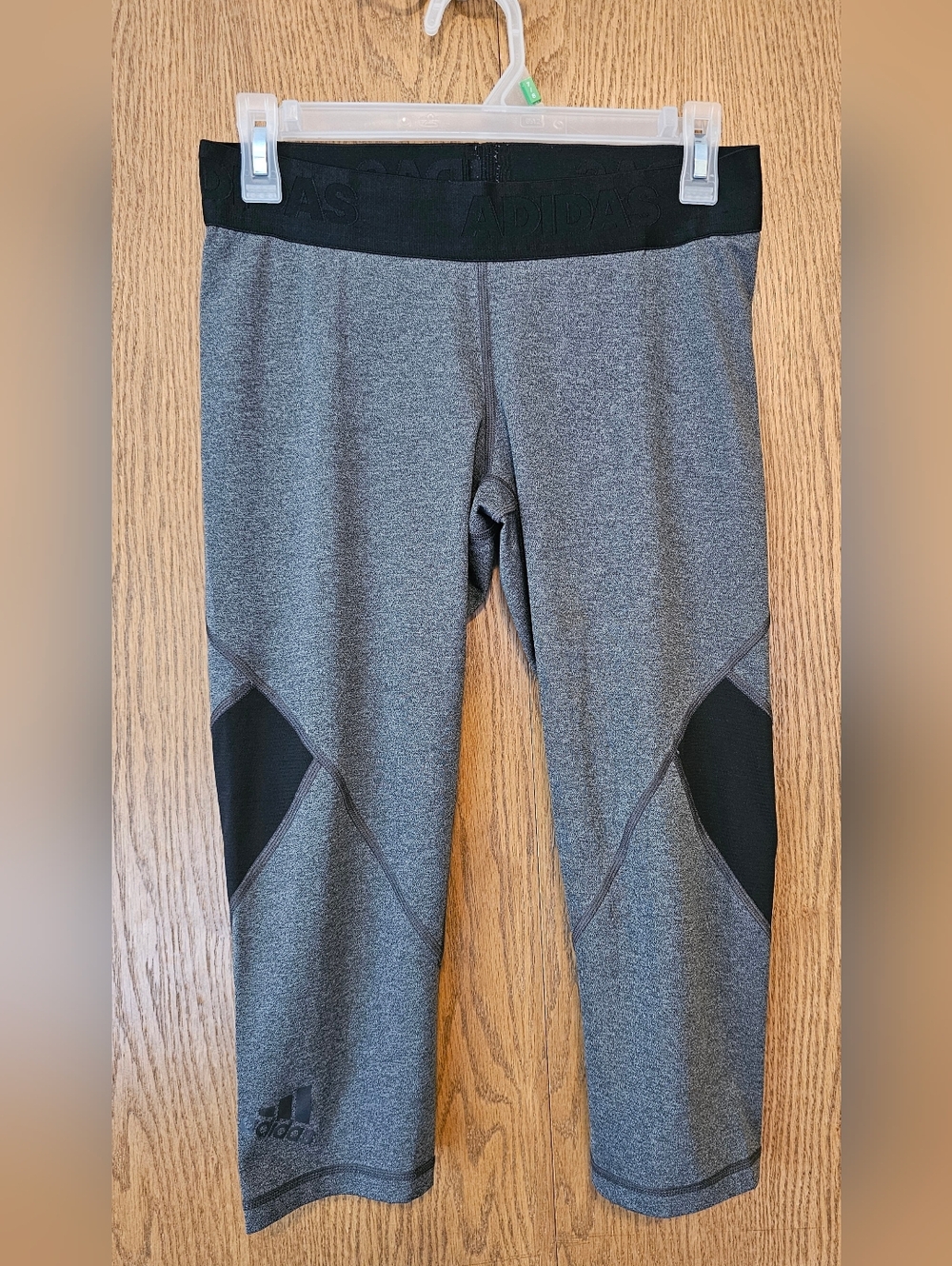 Adidas Gray & Black Crop Athletic Leggings
